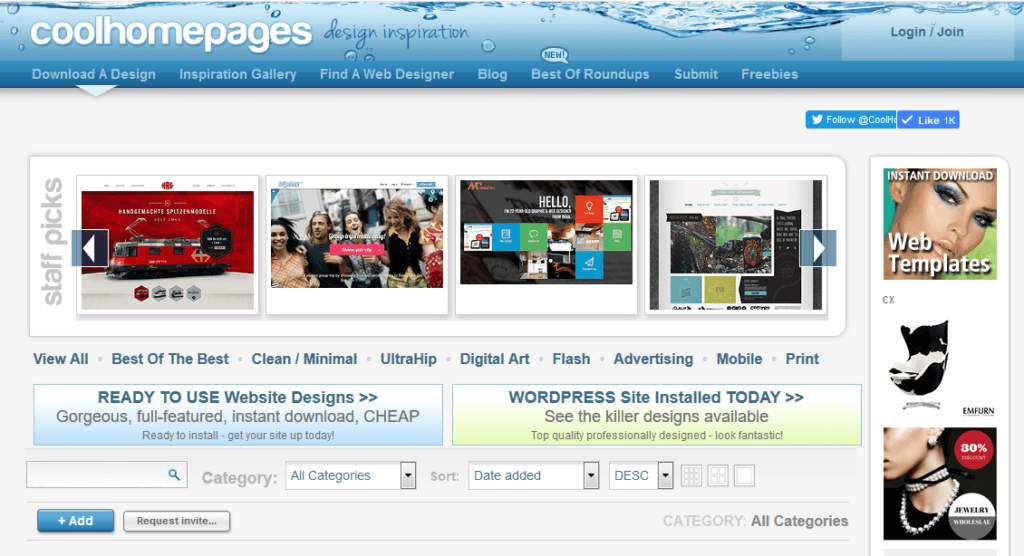 CoolHomepages.com screenshot