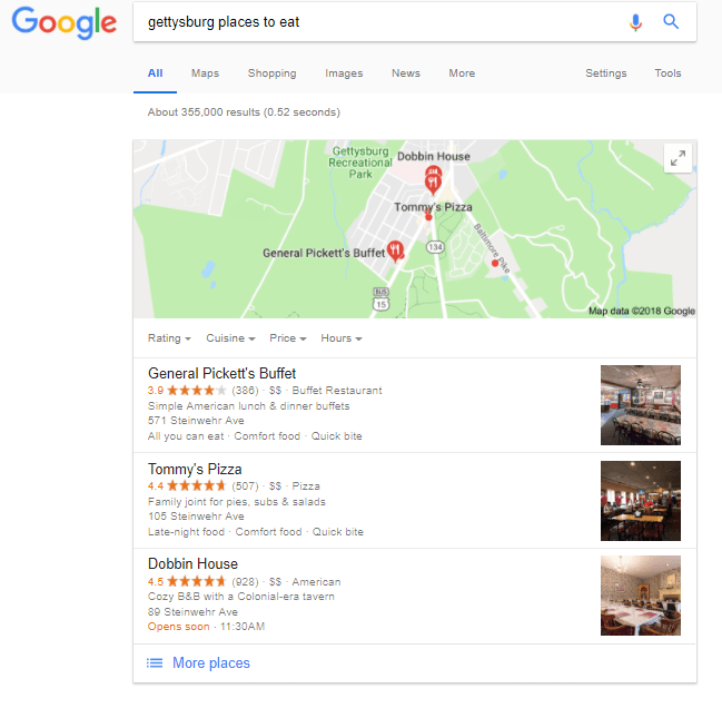 Search results for Gettywburg Places to East